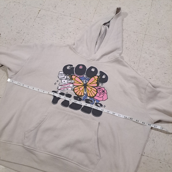 Refuge | Tan pullover good vibes butterfly graphic hoodie - Picture 10 of 10